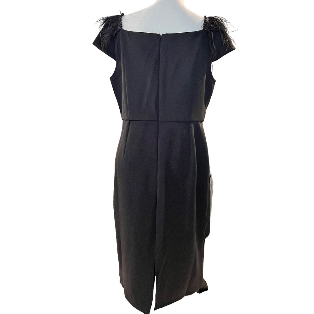 # A189  For Her NYC   Black Feather  Sequin Glam Night out  Dress  NWT  XL - Picture 5 of 10